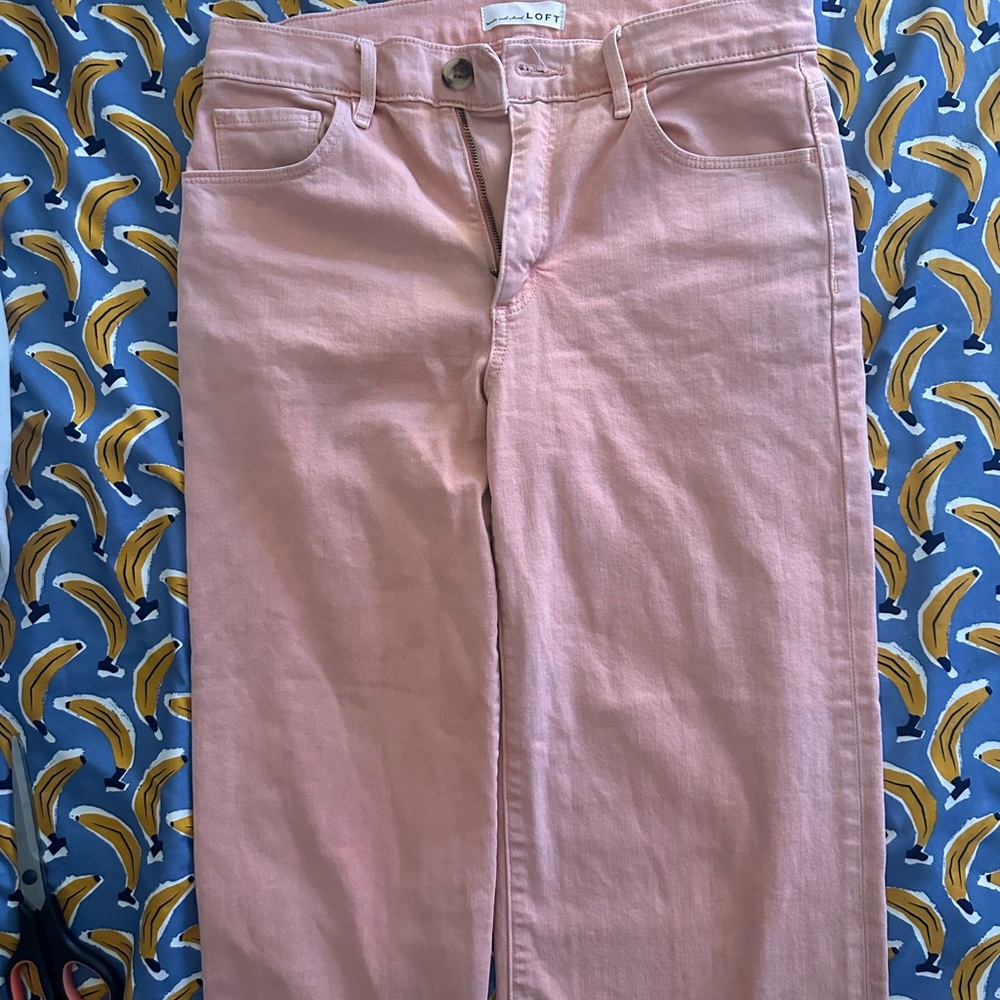LOFT Women's Wide Leg Pink Jeans